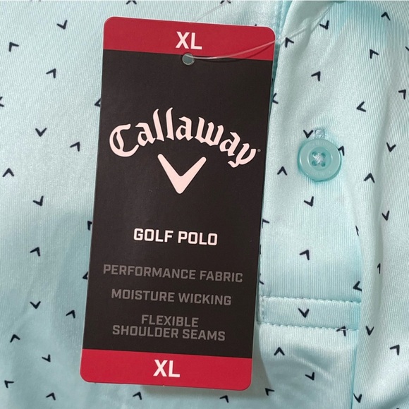 NWT Callaway Men’s XL Short Sleeve Golf Polo Aqua Blue Collar Performance - Picture 8 of 9